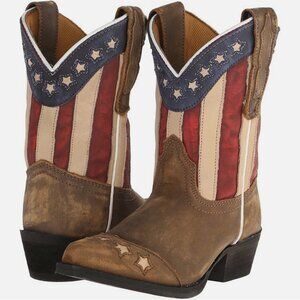 Dan Post Stars Stripes American Flag Tan Leather Cowboy Boots